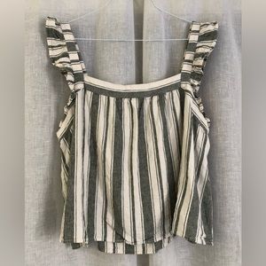 green stripe loft tank top with ruffle sleeves